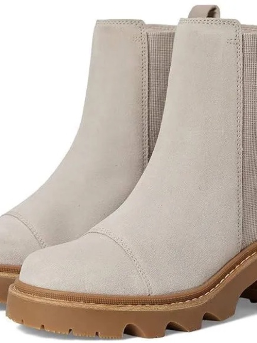 Sorel Cream Suede Chelsea Joan Now Lug Booties
